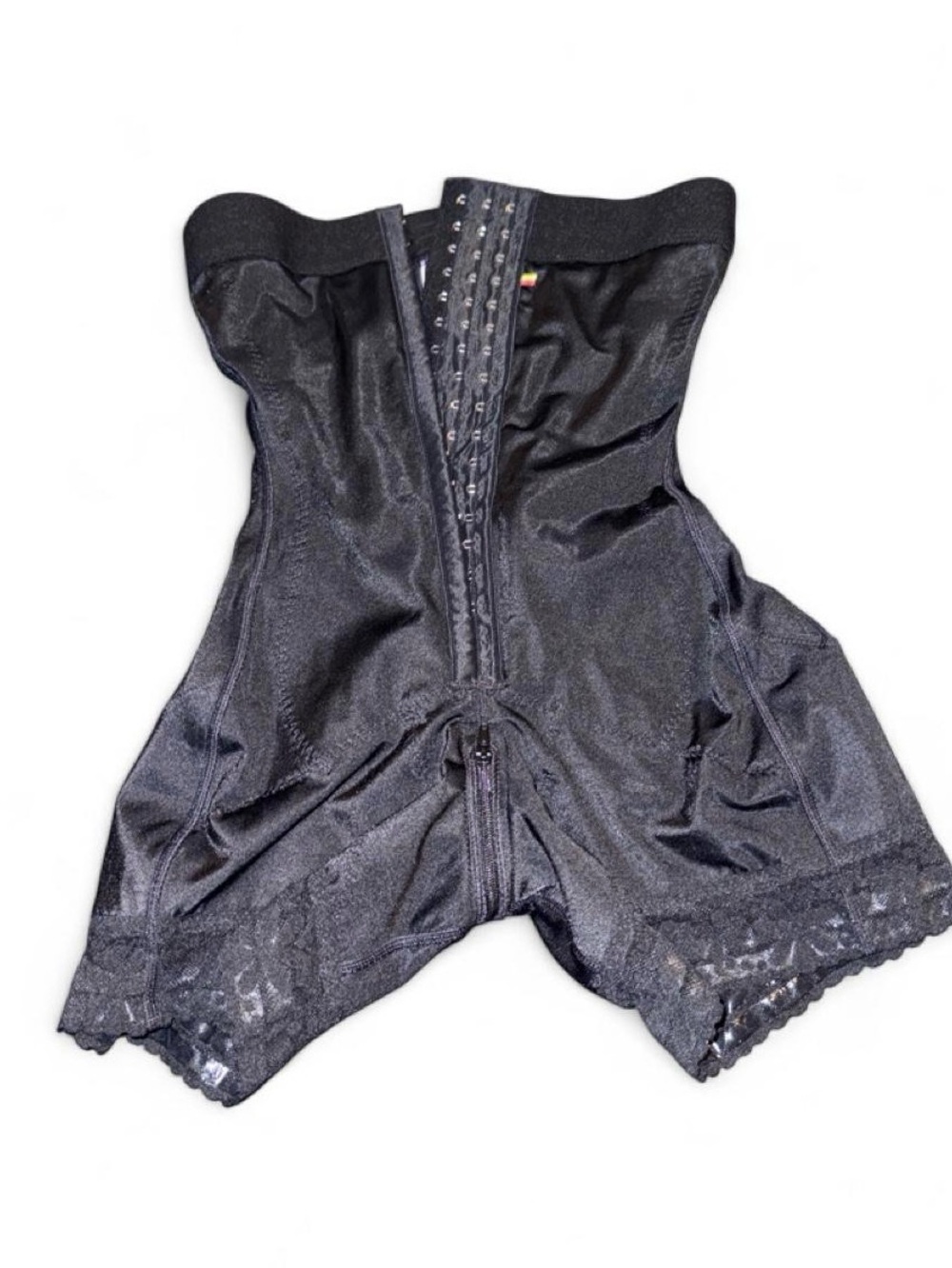 High-Waist Black Shapewear Bodysuit with Front Hook Closure